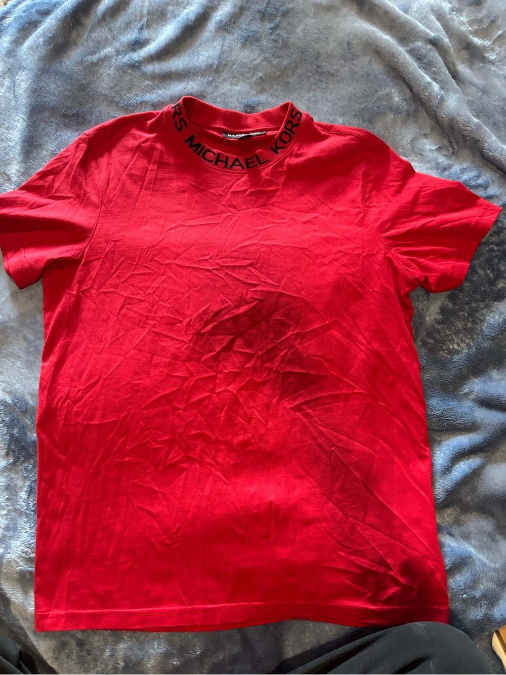 Michael Kors Red Short-Sleeve Logo Collar Tee